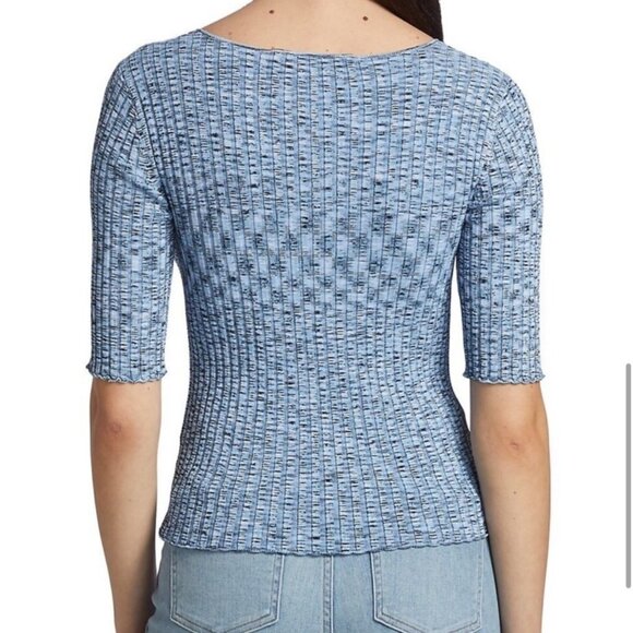 NWT! VERONICA BEARD Lipa Rib Knit Pullover Sweetheart Top | Size Large - Picture 3 of 11